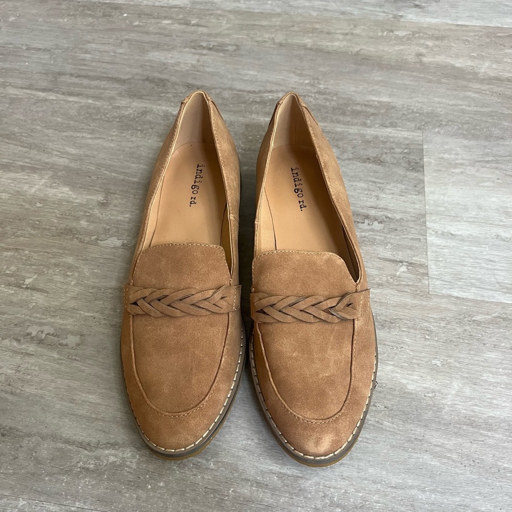 Brown Suede Loafers with Braided Detail